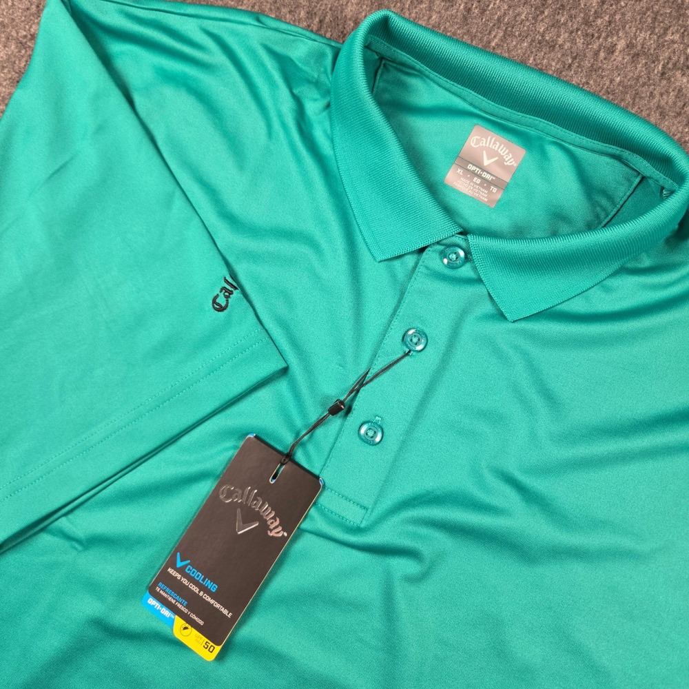 Callaway Opti-Dri Polo Shirt Mens XL Green Performance Golf Stretch Active NEW
